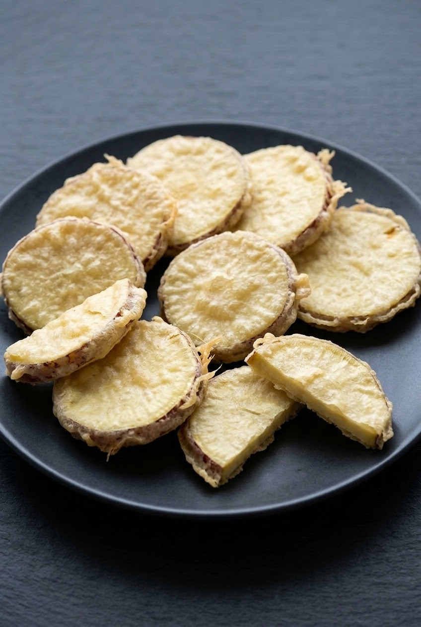 goguma twigim korean sweet potato tempura fritters served
