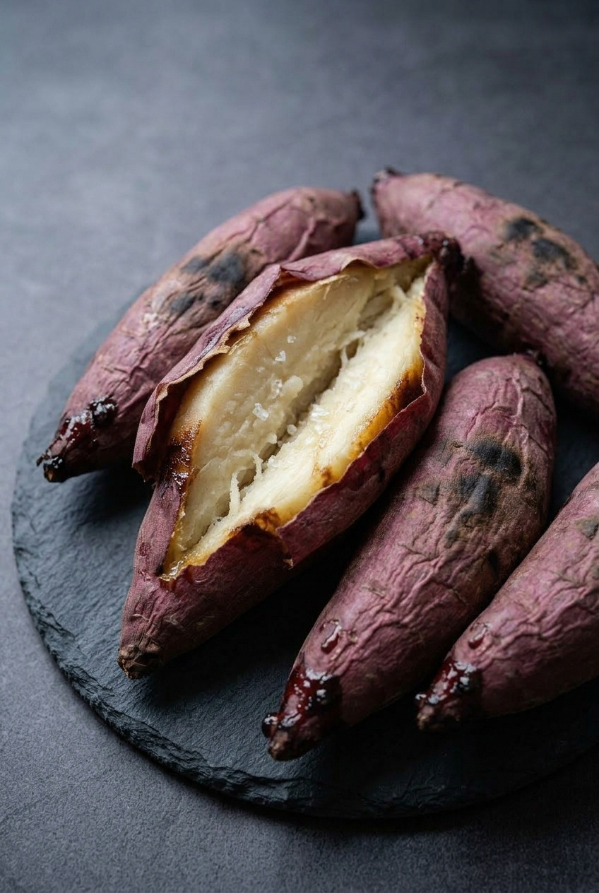 gun goguma korean roasted sweet potatoes side view