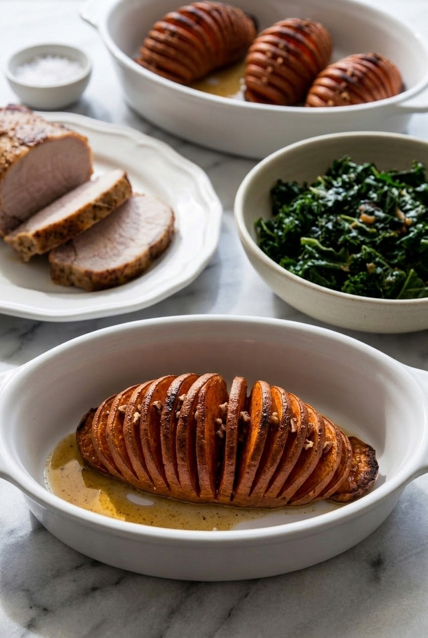 hasselback sweet potatoes with maple cinnamon butter complete meal