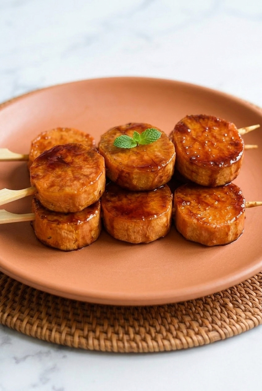 kamote cue filipino caramelized sweet potato skewers served