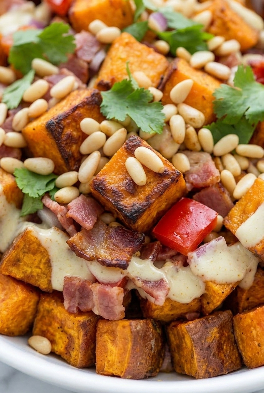 kumara and bacon salad new zealand close up