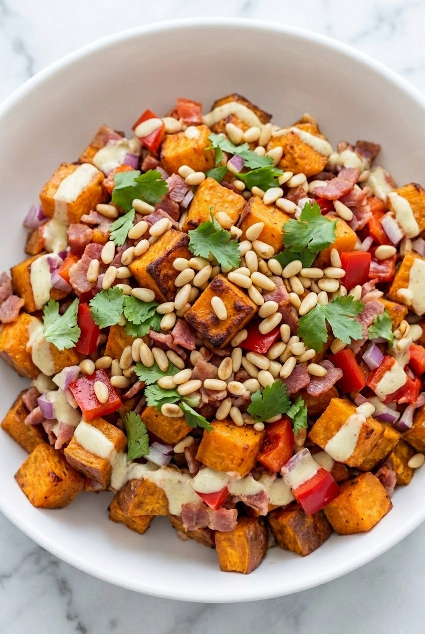 kumara and bacon salad new zealand served