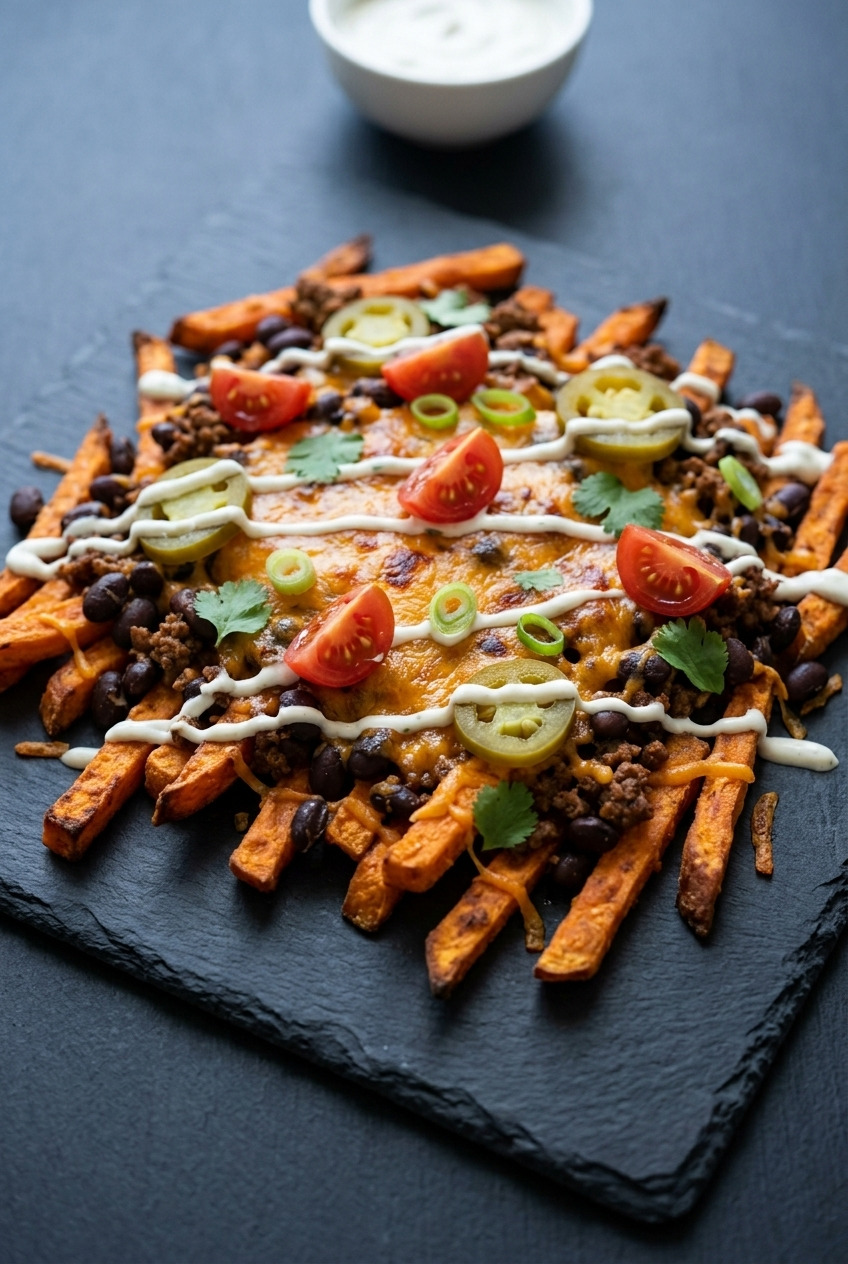 loaded sweet potato fries