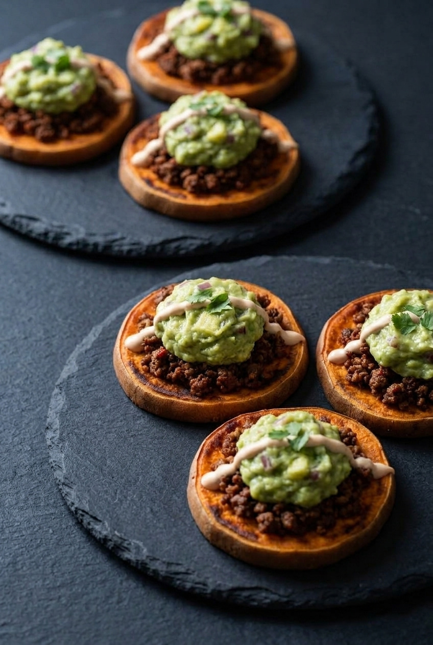 loaded taco sweet potato sliders dinner scene