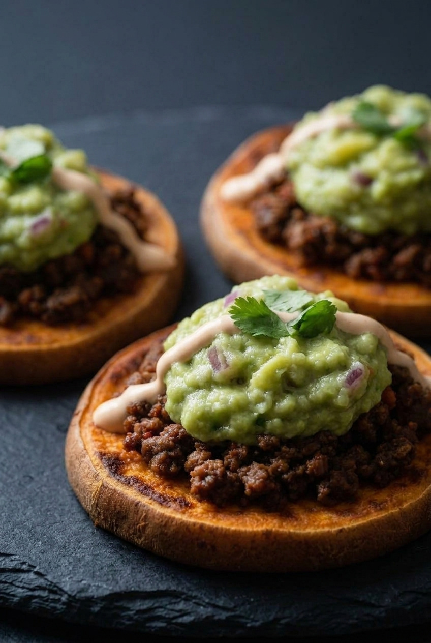 loaded taco sweet potato sliders side view
