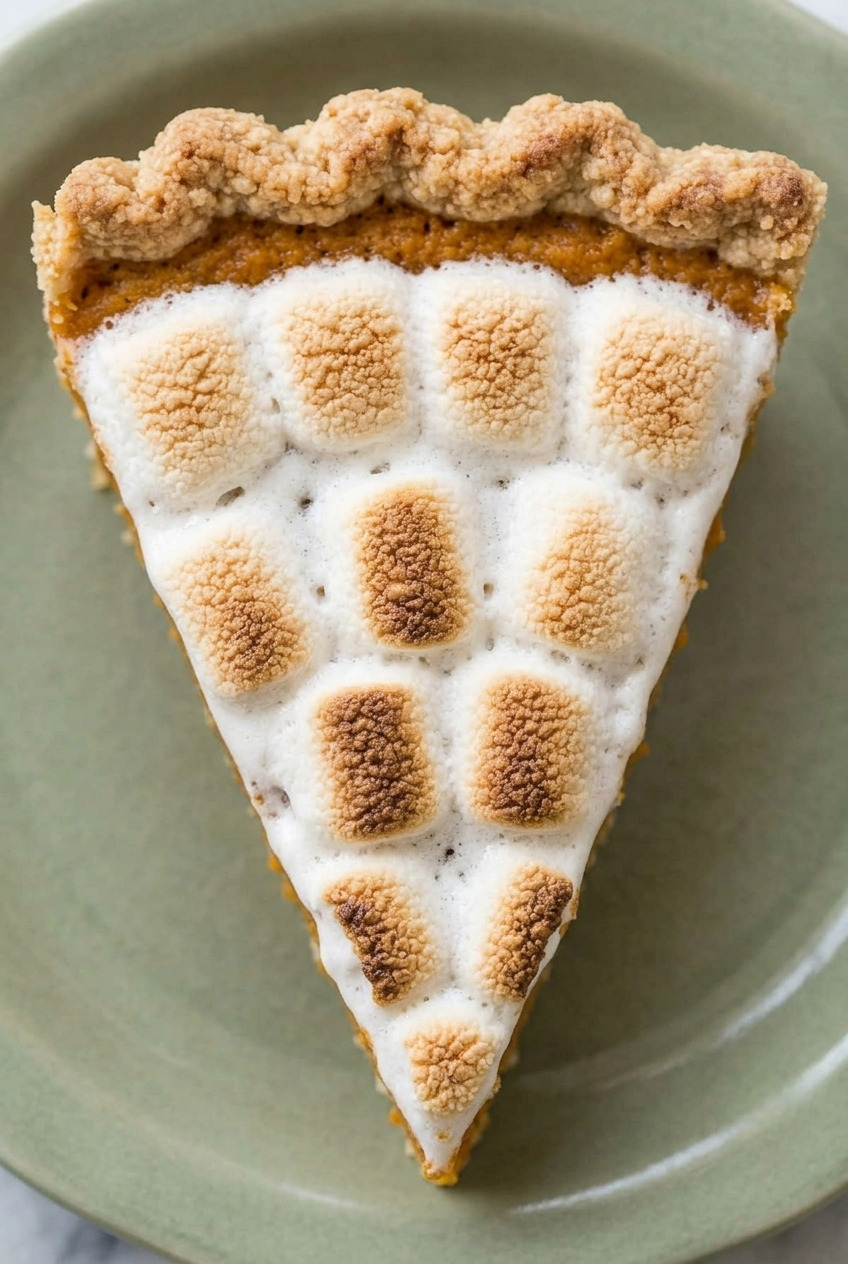 marshmallowtopped sweet potato pie close up