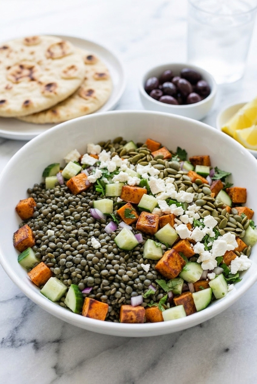 mediterranean lentil and sweet potato salad complete meal