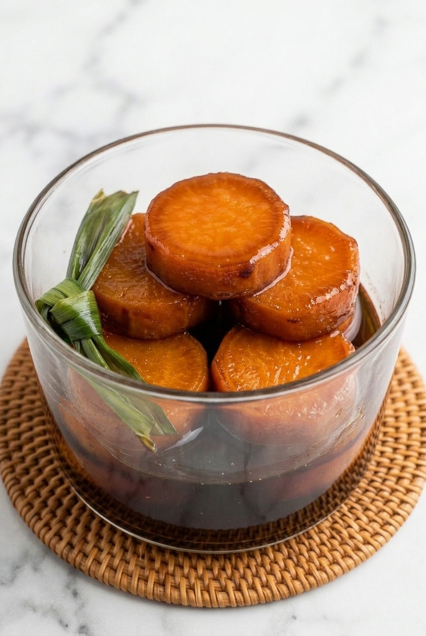 minatamis na kamote filipino sweet potato in syrup side view