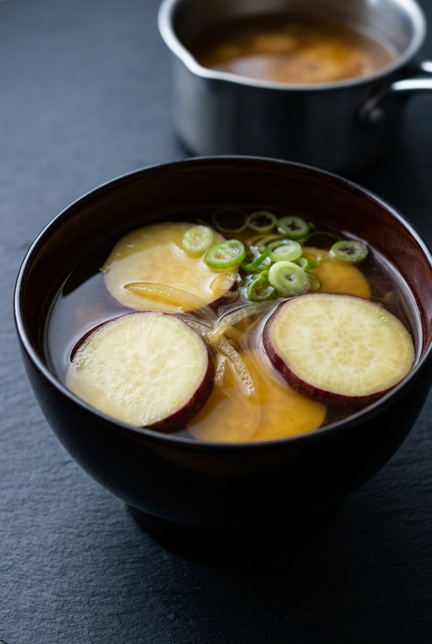 miso soup with satsumaimo sweet potato