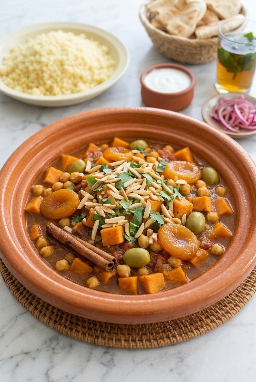 moroccan sweet potato tagine with chickpeas and apricots complete meal