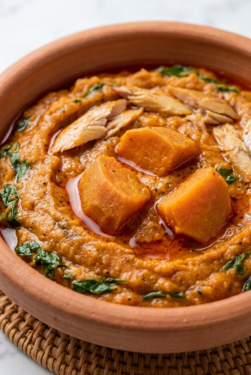 mpotompoto ghanaian sweet potato porridge side view