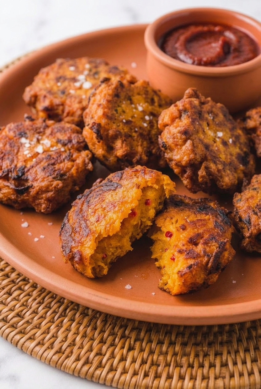 nigerian sweet potato fritters side view