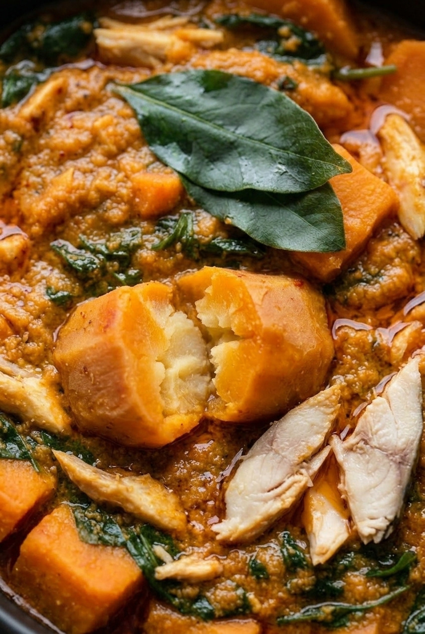 nigerian sweet potato porridge close up