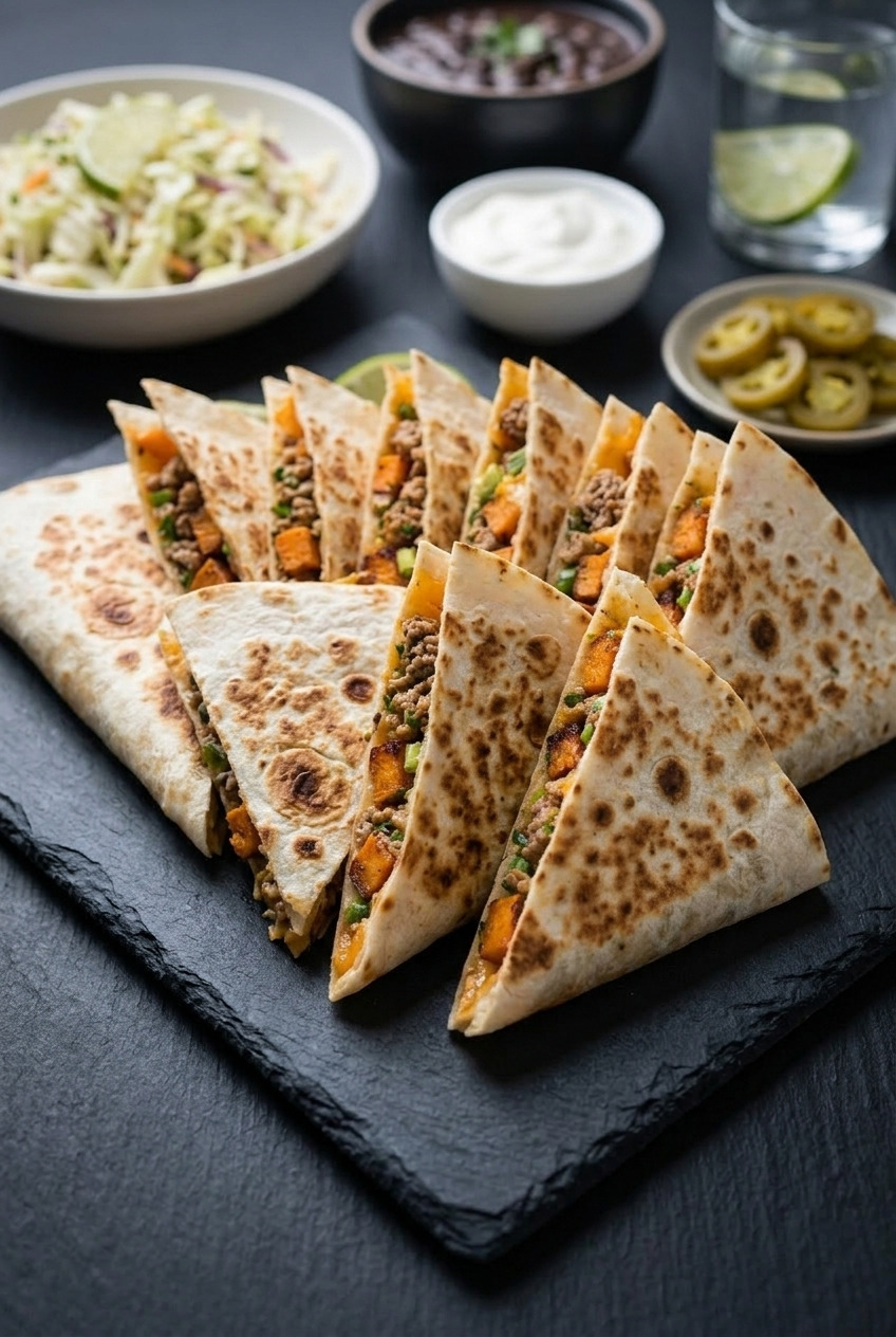 pork and sweet potato quesadillas complete meal