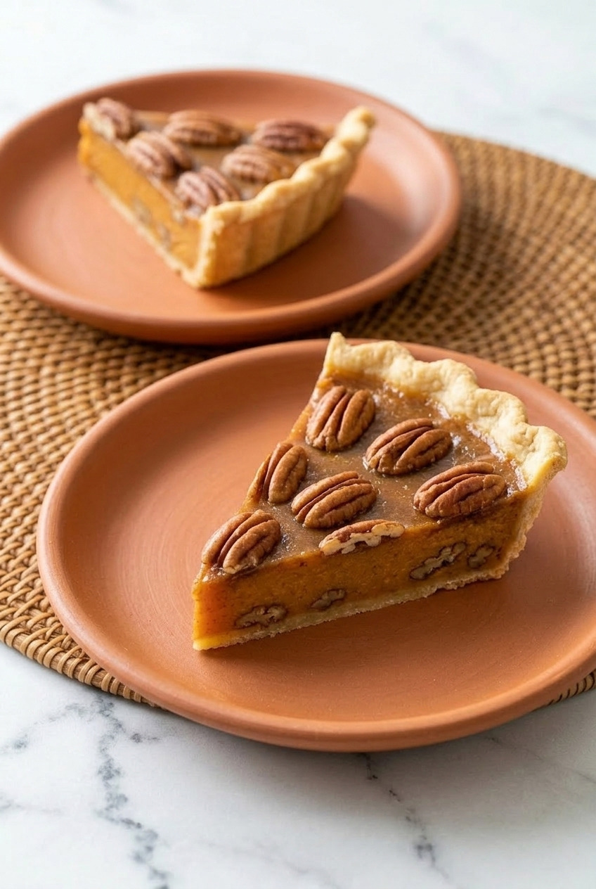 praline pecan sweet potato pie dinner scene