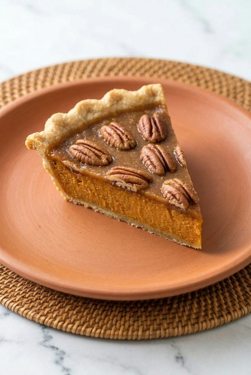 praline pecan sweet potato pie served