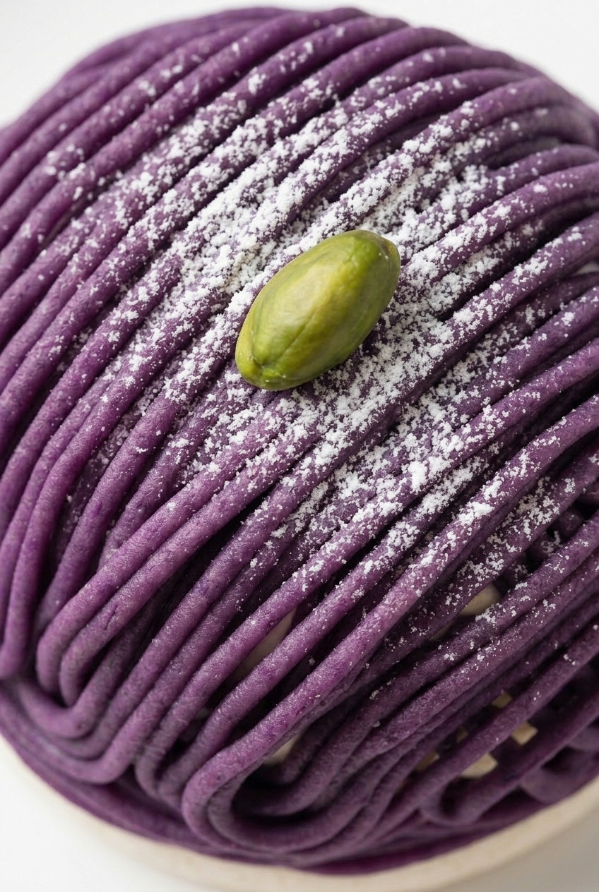 purple sweet potato mont blanc close up