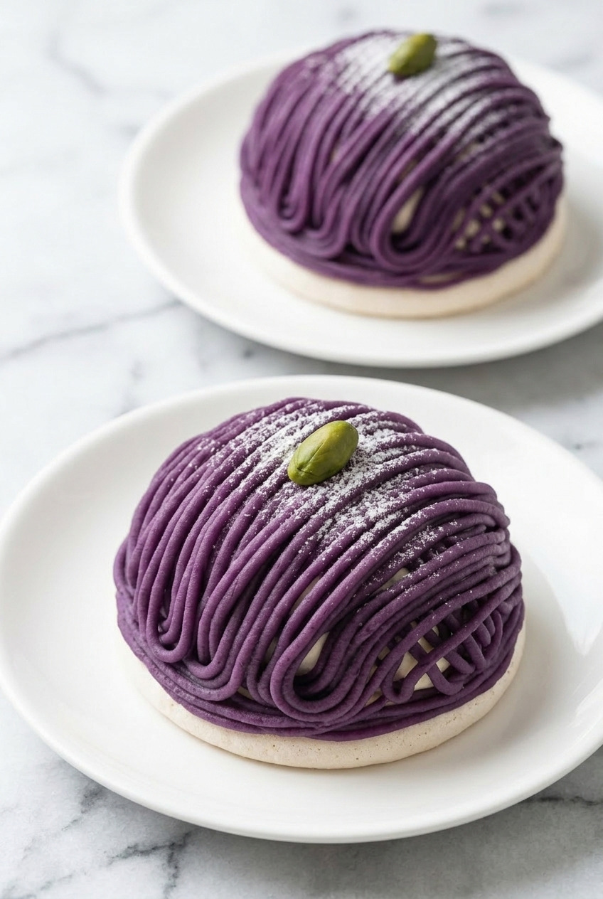 purple sweet potato mont blanc dinner scene