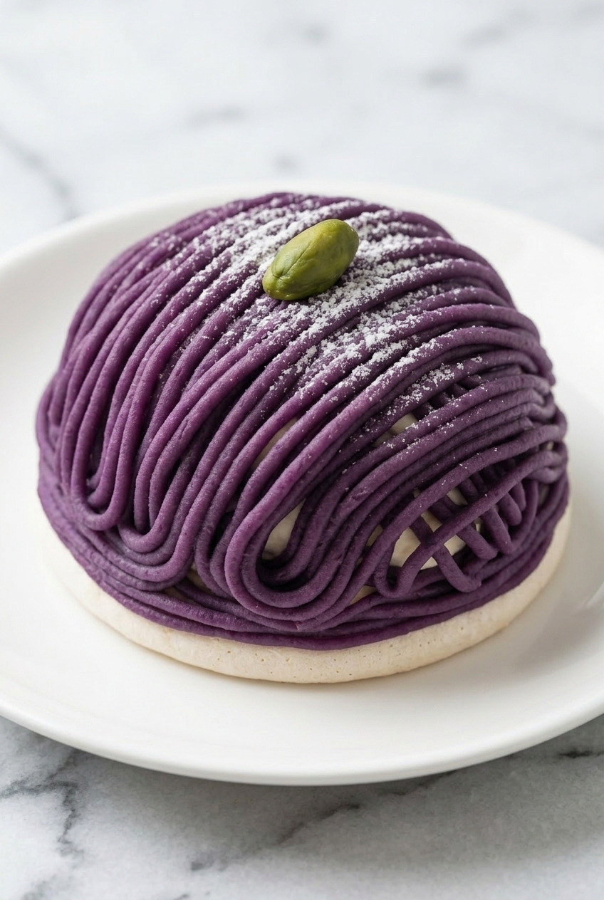 purple sweet potato mont blanc side view