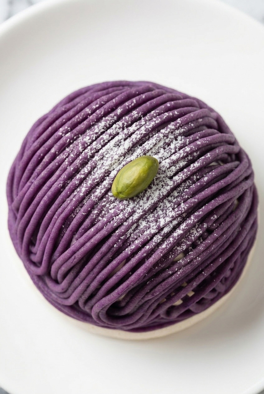 purple sweet potato mont blanc served
