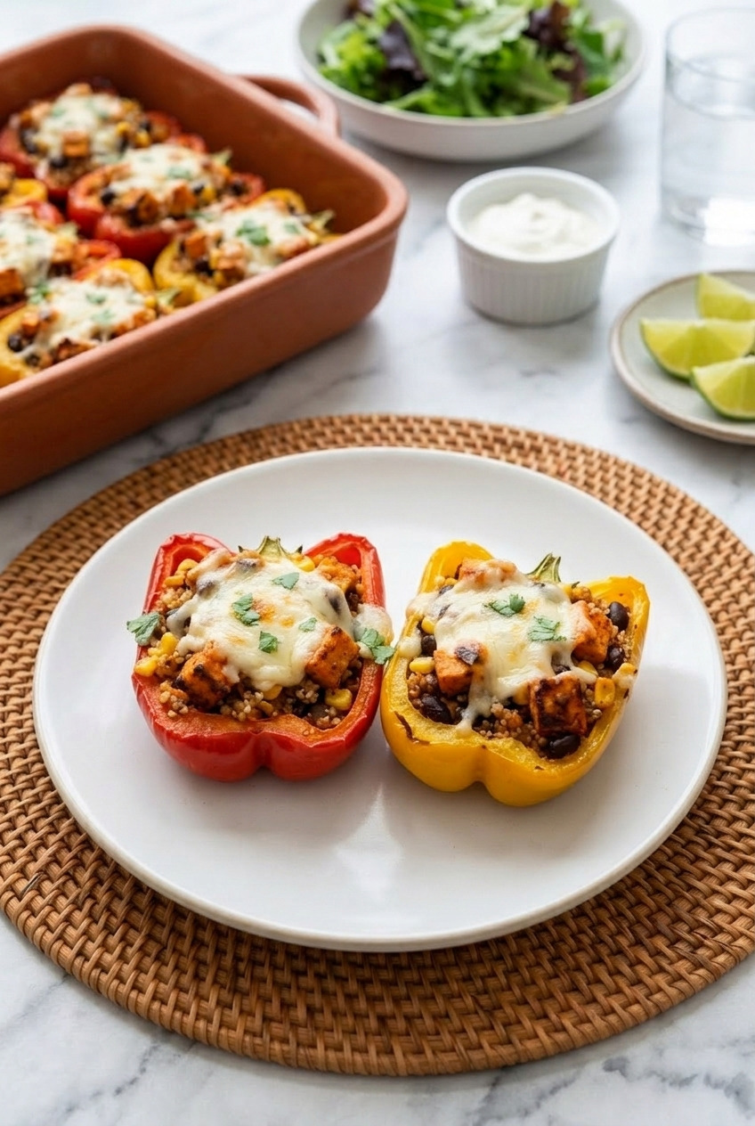 quinoa and sweet potato stuffed peppers complete meal