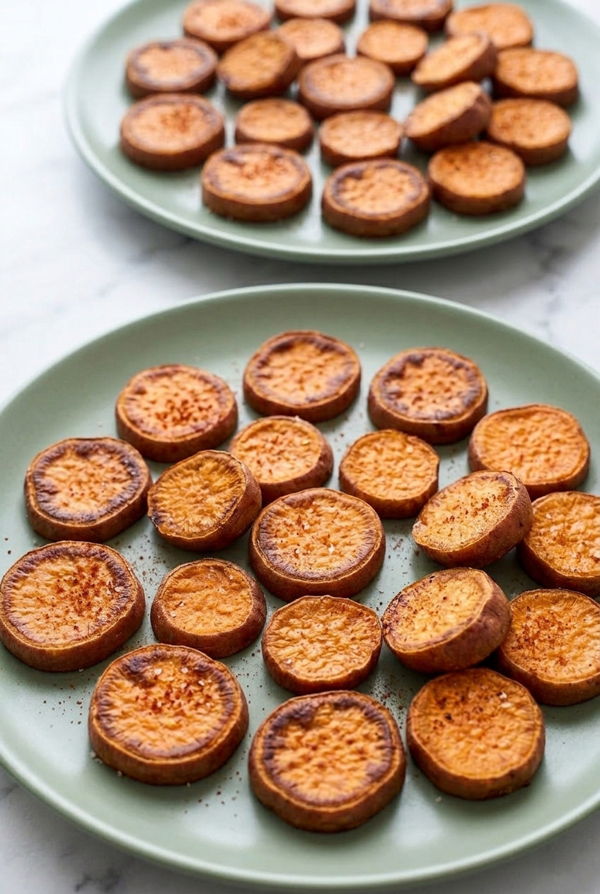roasted sweet potato rounds dinner scene