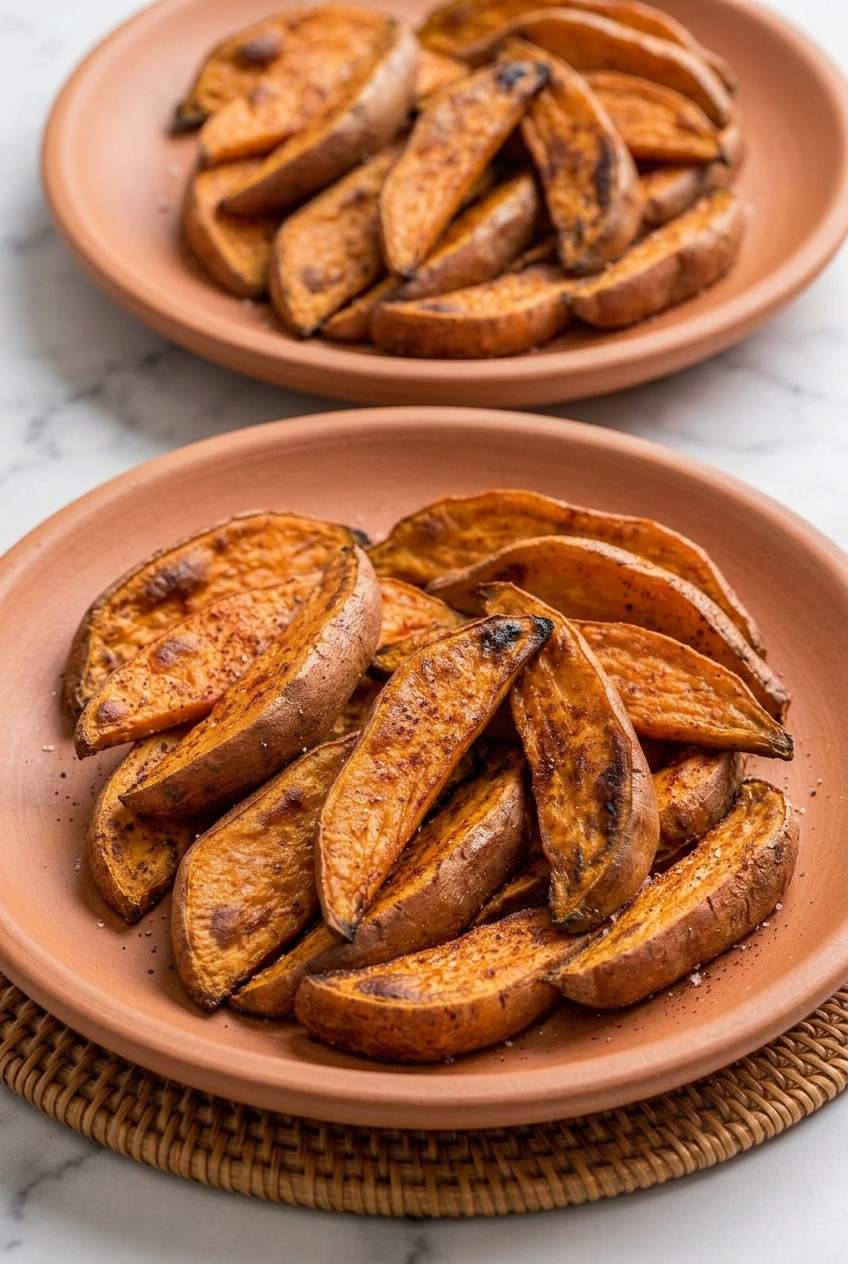 roasted sweet potato wedges dinner scene