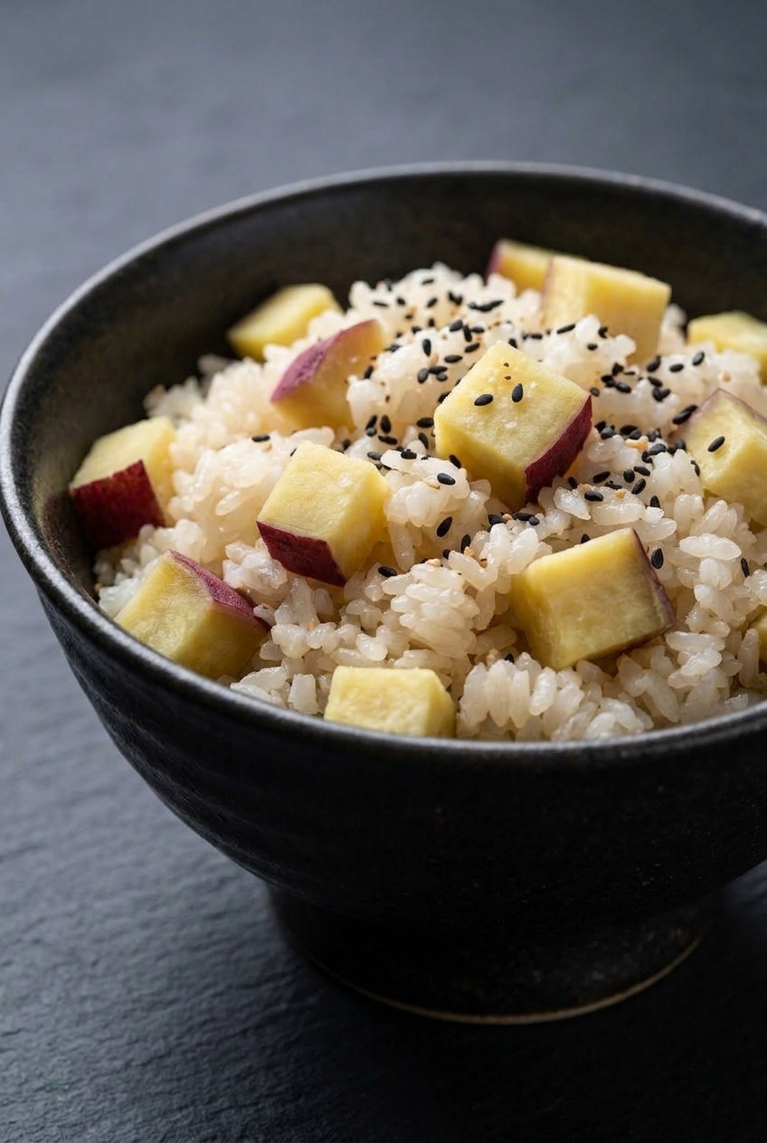 satsumaimo gohan japanese sweet potato rice side view