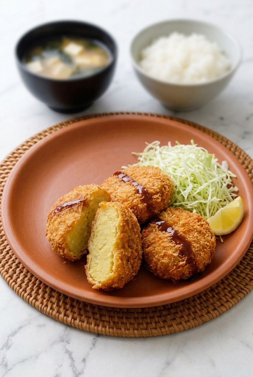 satsumaimo korokke japanese sweet potato croquettes complete meal