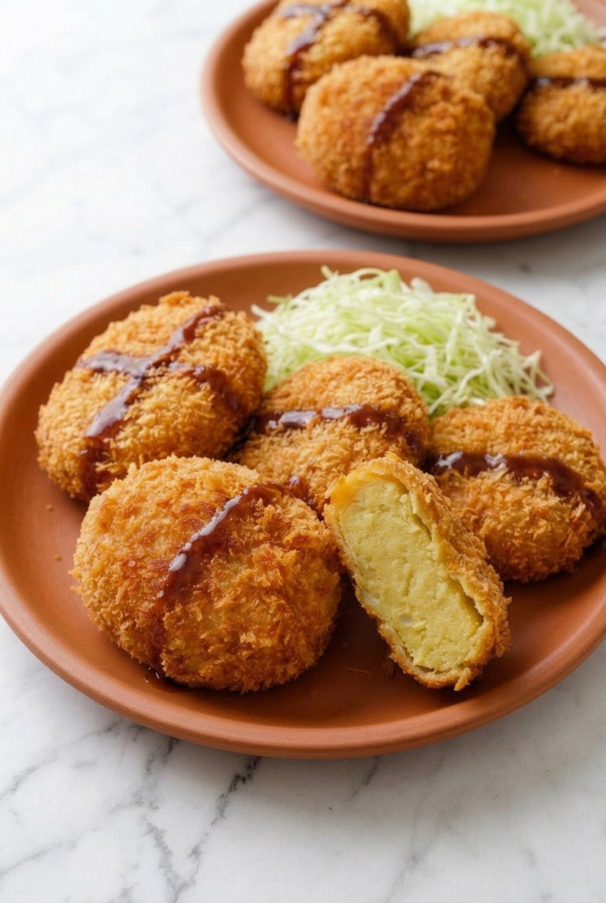 satsumaimo korokke japanese sweet potato croquettes dinner scene