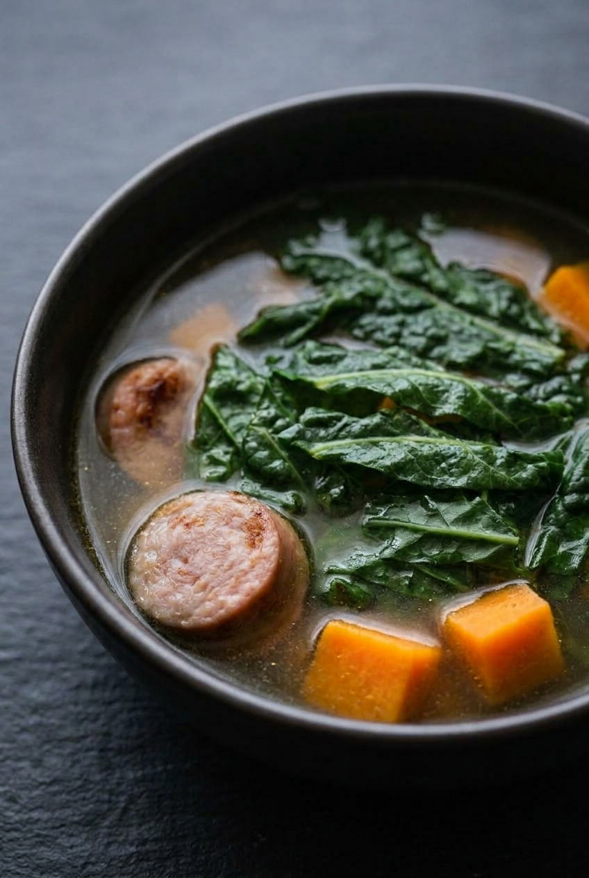 sausage kale and sweet potato soup side view