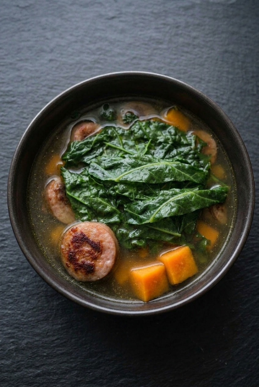 sausage kale and sweet potato soup served