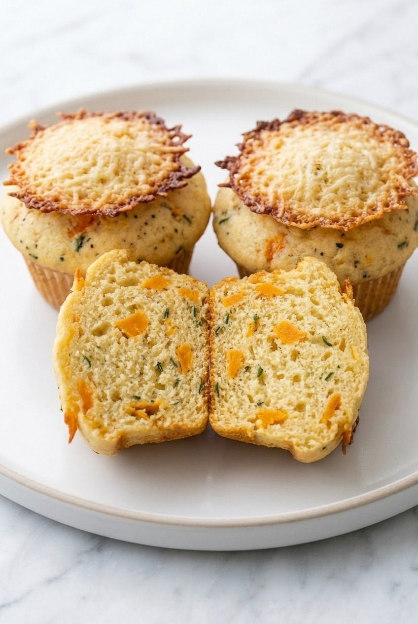 savory sweet potato and parmesan muffins side view