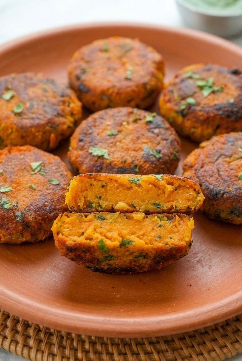 shakarkandi ki tikki indian sweet potato cutlets close up