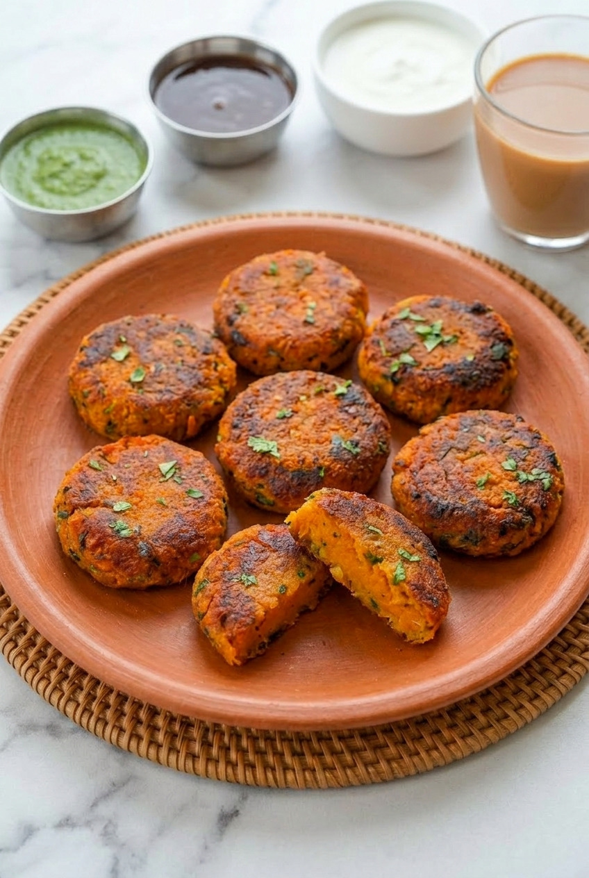 shakarkandi ki tikki indian sweet potato cutlets complete meal