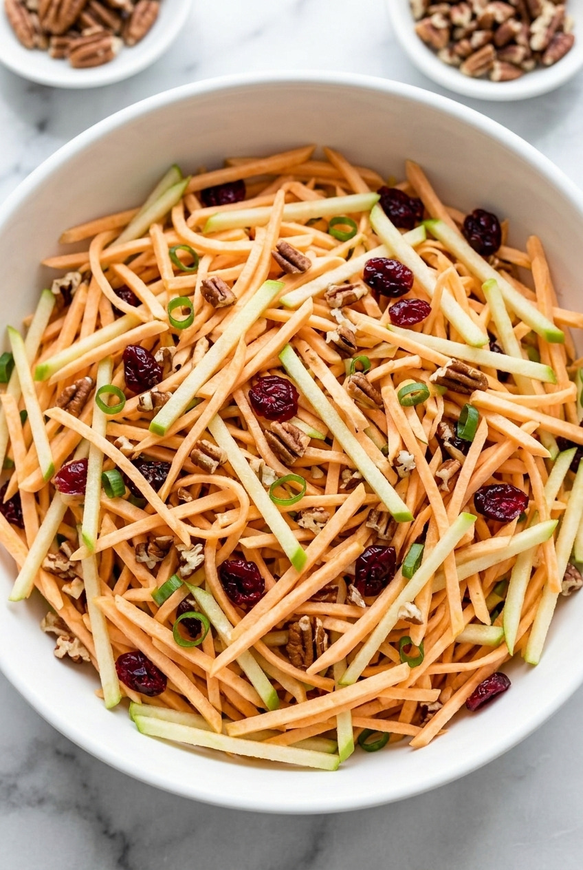 shredded raw sweet potato slaw with apple