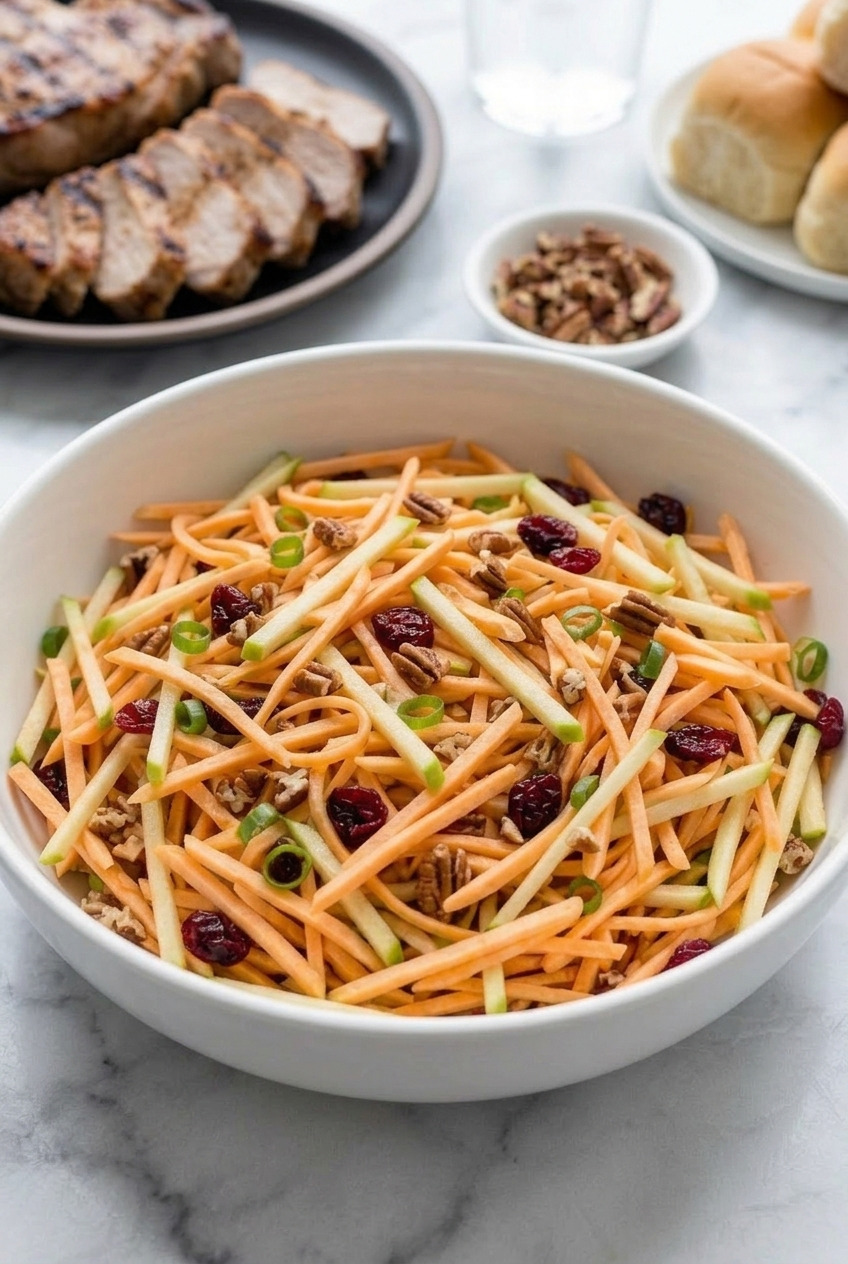 shredded raw sweet potato slaw with apple complete meal