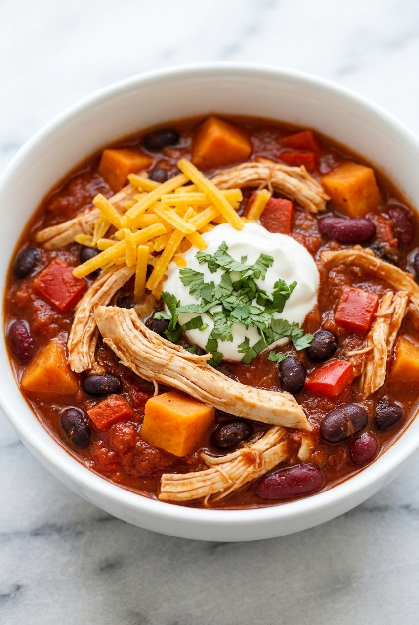 slow cooker sweet potato chicken chili