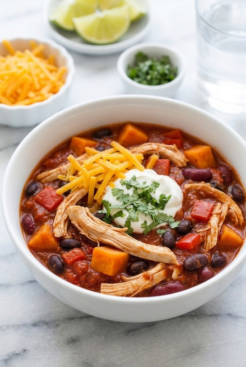 slow cooker sweet potato chicken chili complete meal