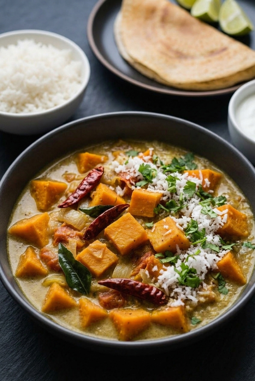 south indian sweet potato curry with coconut complete meal