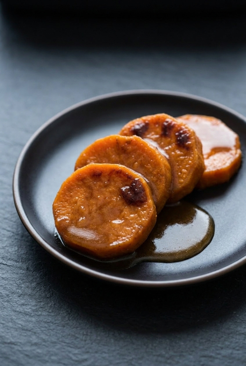 southern candied yams baked in brown sugar butter glaze side view