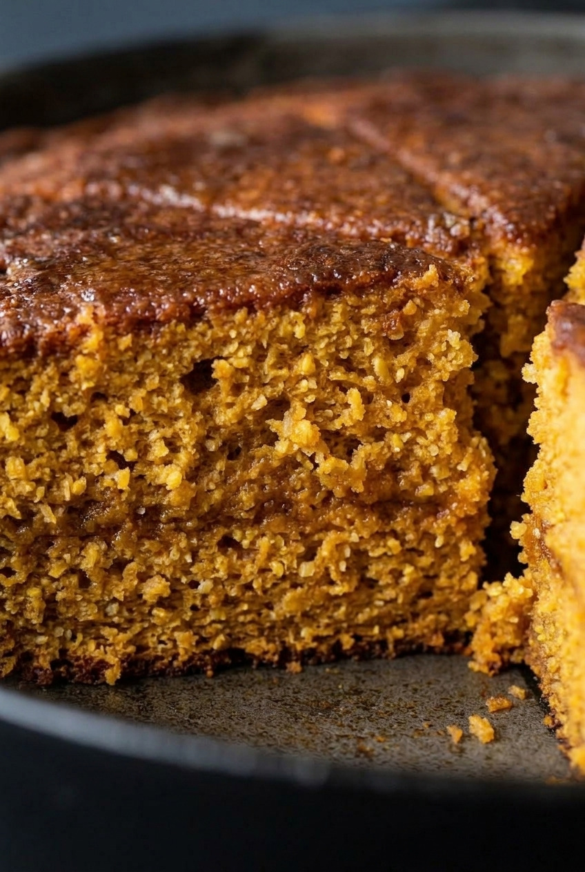 southern sweet potato cornbread close up