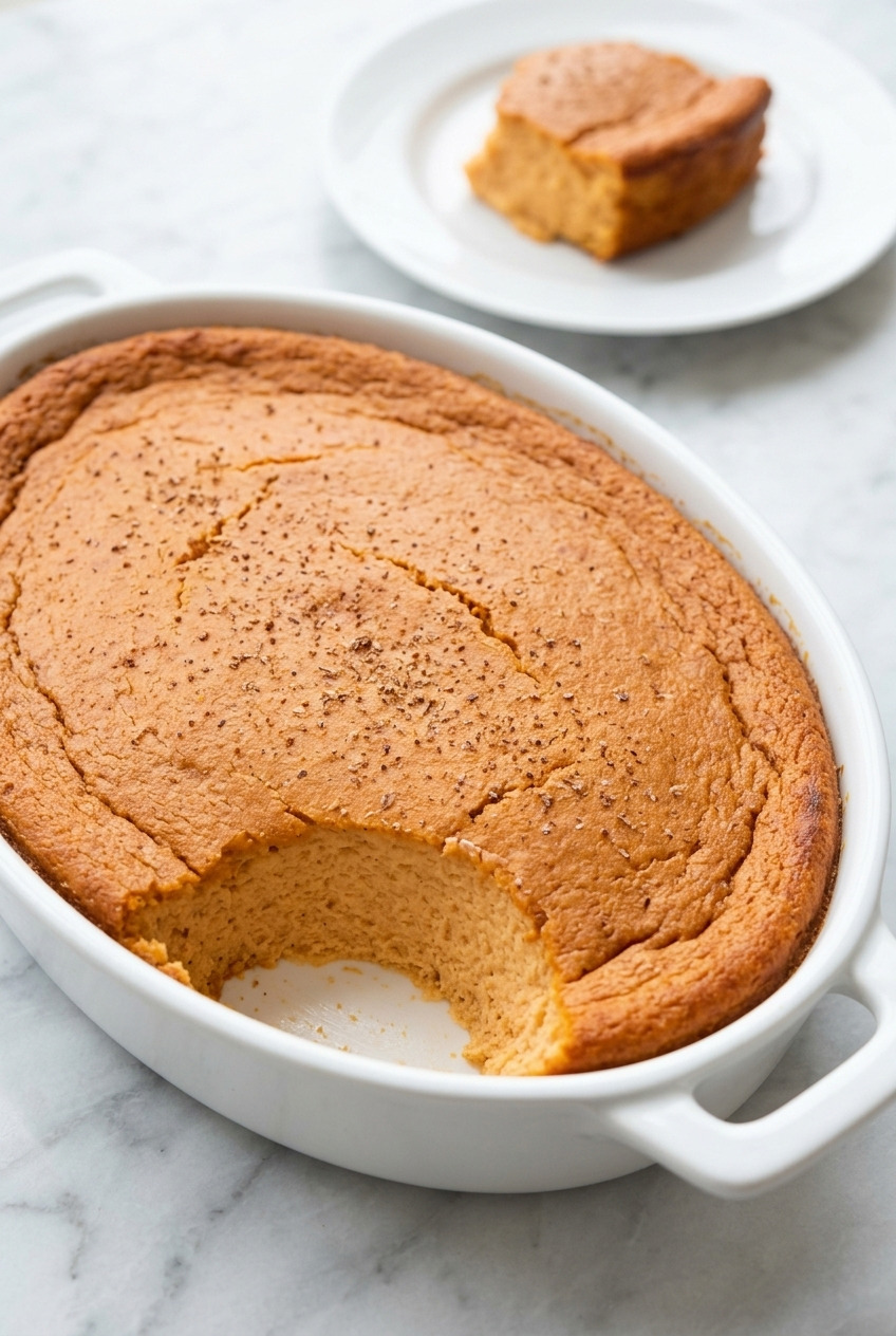 southern sweet potato souffle with vanilla and nutmeg