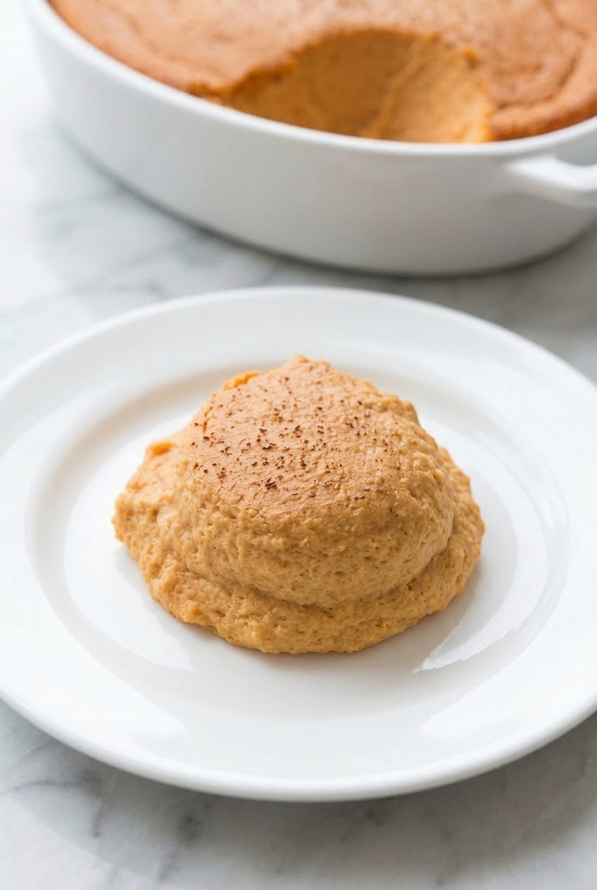 southern sweet potato souffle with vanilla and nutmeg served