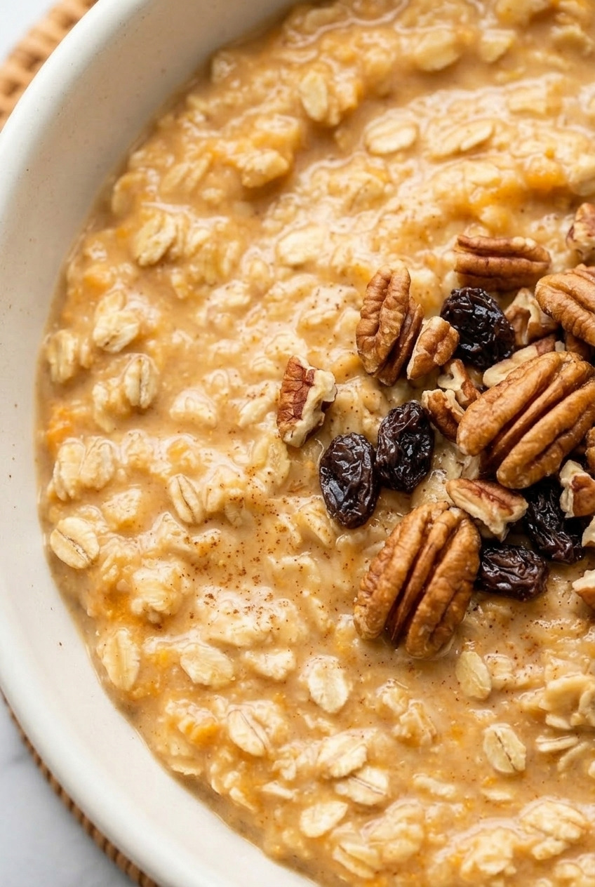 stovetop sweet potato oatmeal close up