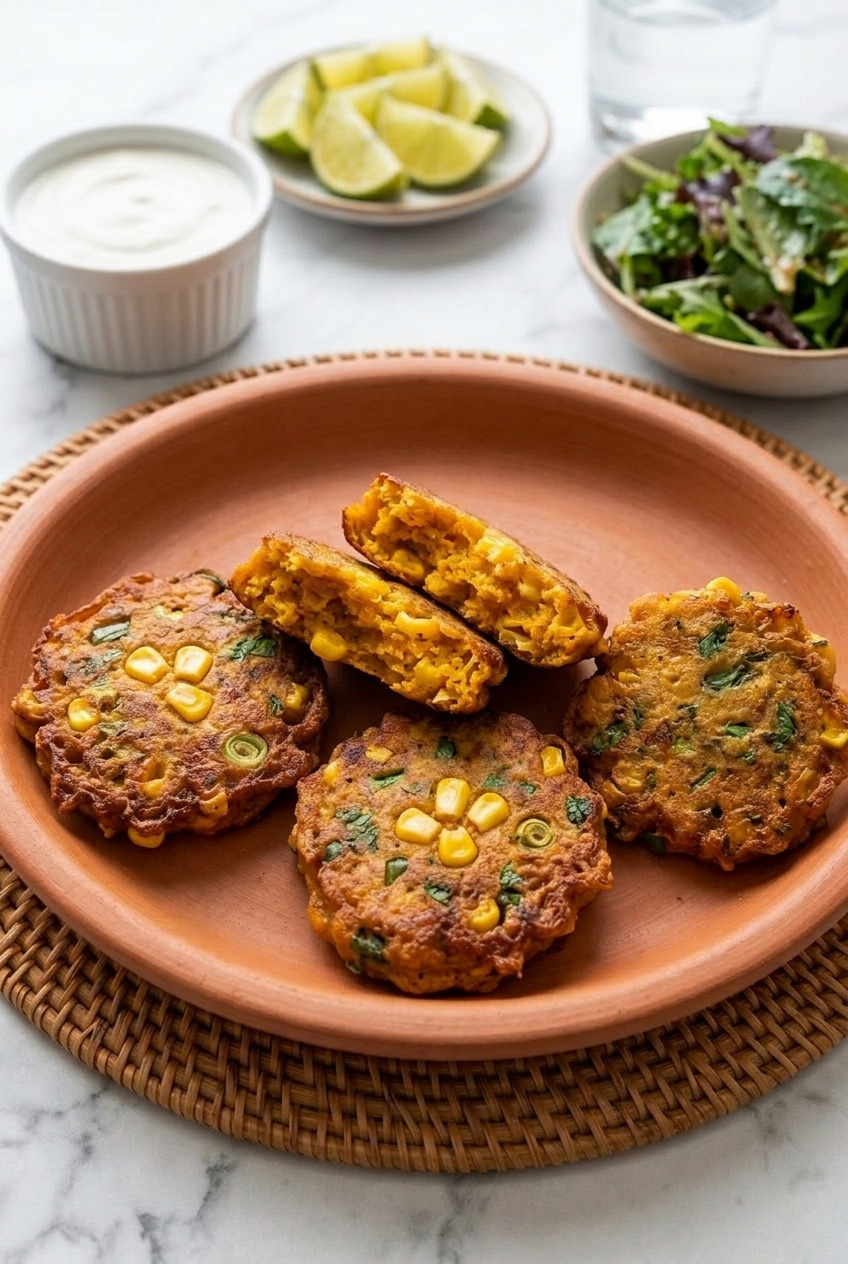 sweet potato and corn fritters complete meal
