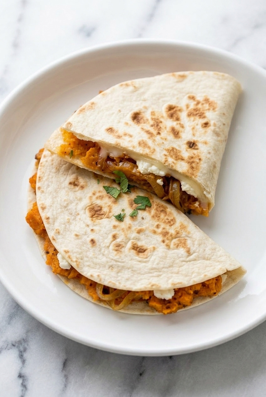 sweet potato and goat cheese quesadillas served