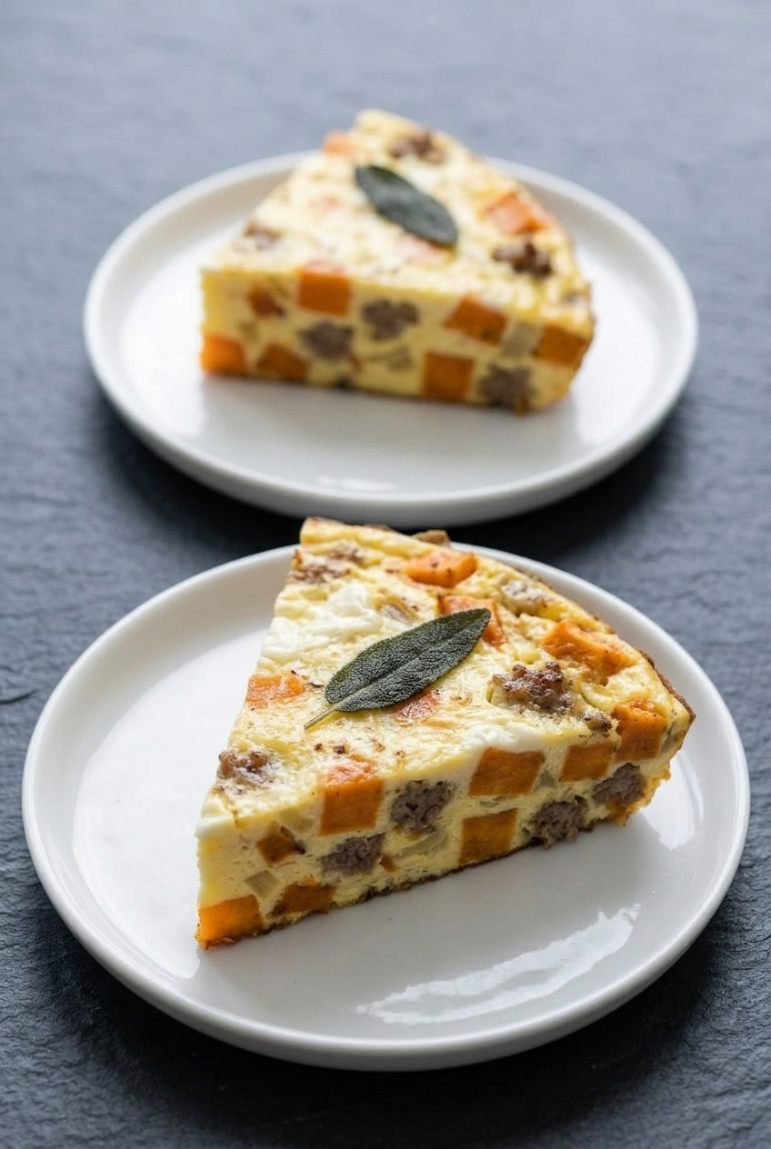 sweet potato and sage frittata dinner scene