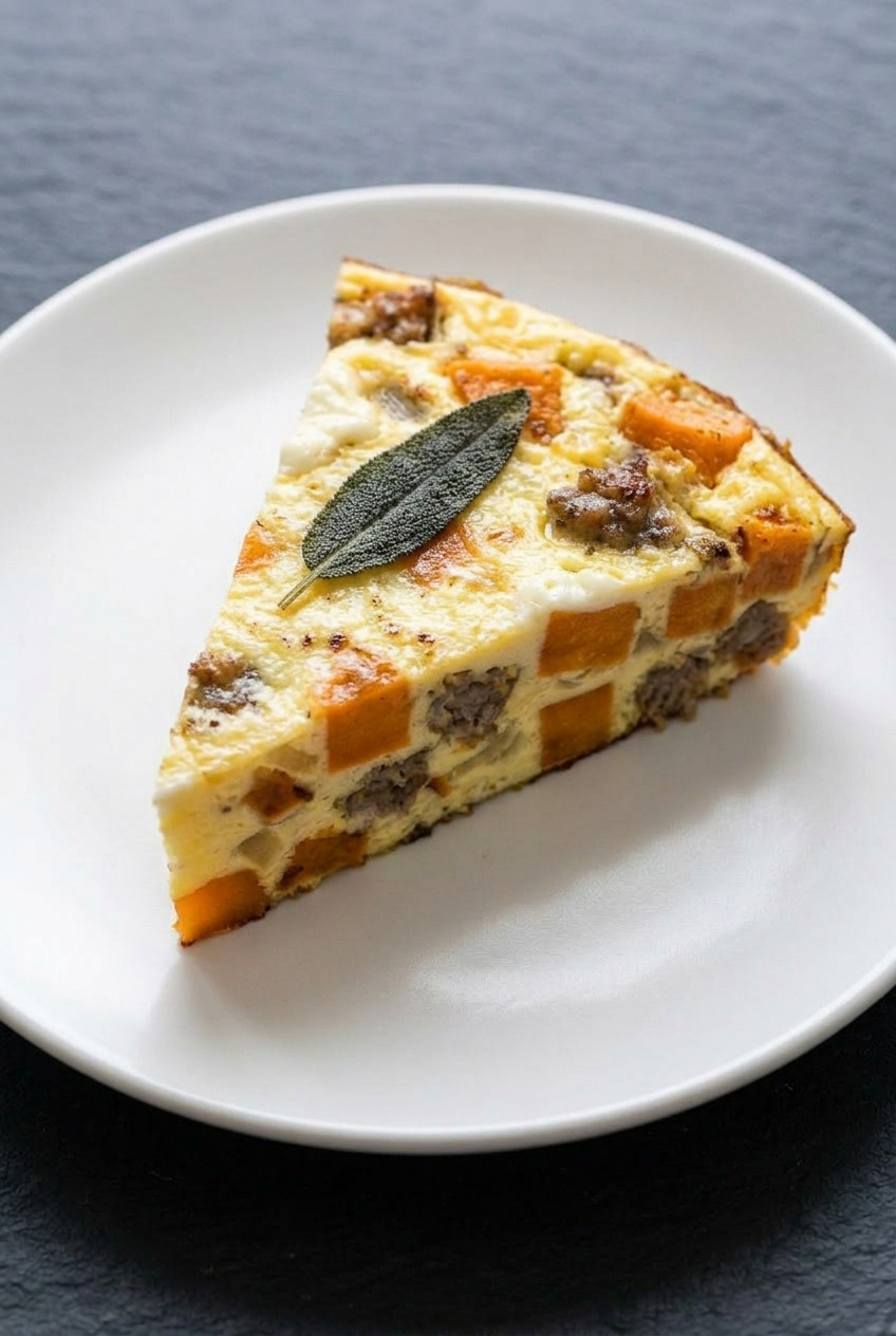 sweet potato and sage frittata served