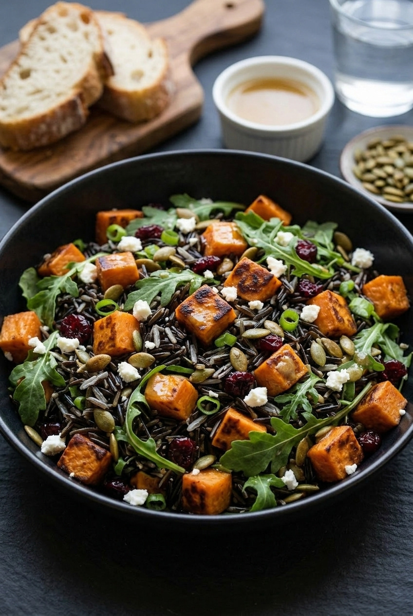 sweet potato and wild rice salad with ginger dressing complete meal